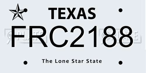 FRC2188 Texas License Plate