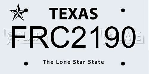 FRC2190 Texas License Plate