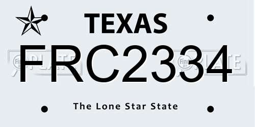 FRC2334 Texas License Plate