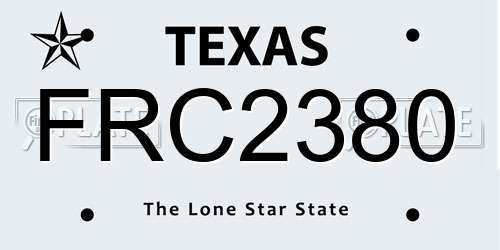 FRC2380 Texas License Plate