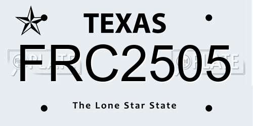 FRC2505 Texas License Plate