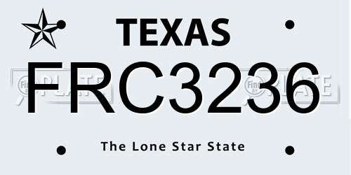 FRC3236 Texas License Plate