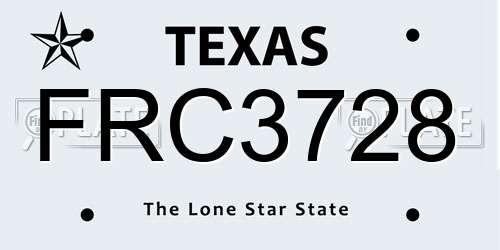 FRC3728 Texas License Plate