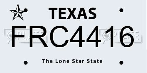 FRC4416 Texas License Plate