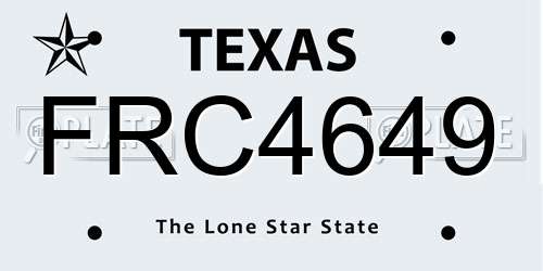 FRC4649 Texas License Plate