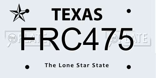 FRC475 Texas License Plate