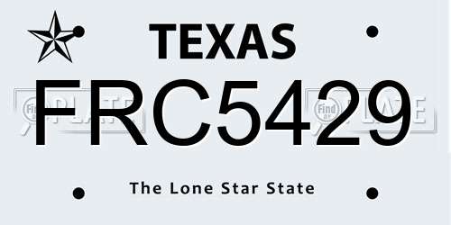 FRC5429 Texas License Plate