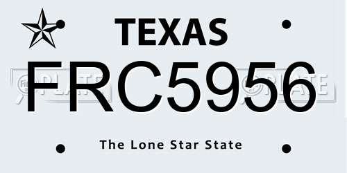 FRC5956 Texas License Plate