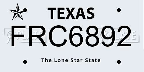 FRC6892 Texas License Plate