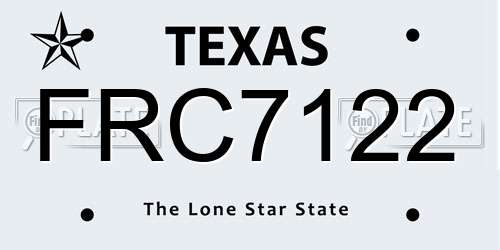 FRC7122 Texas License Plate
