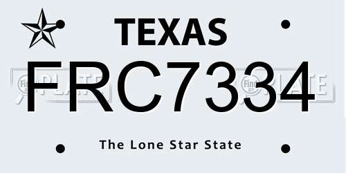 FRC7334 Texas License Plate