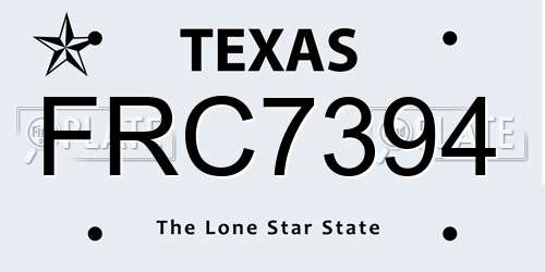 FRC7394 Texas License Plate