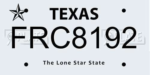 FRC8192 Texas License Plate