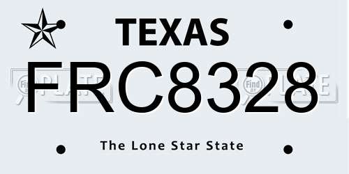 FRC8328 Texas License Plate