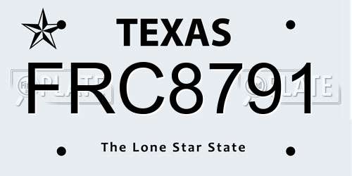FRC8791 Texas License Plate