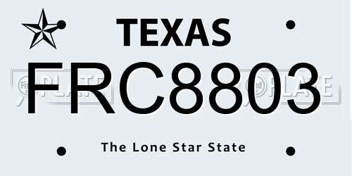 FRC8803 Texas License Plate