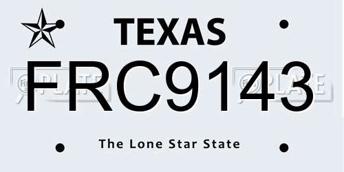 FRC9143 Texas License Plate