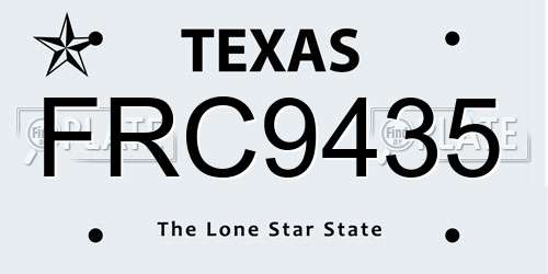 FRC9435 Texas License Plate
