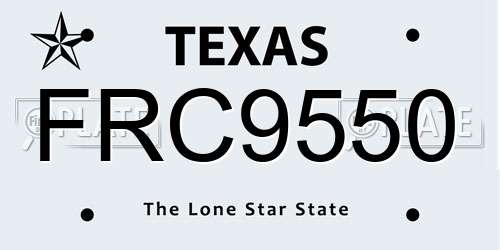 FRC9550 Texas License Plate