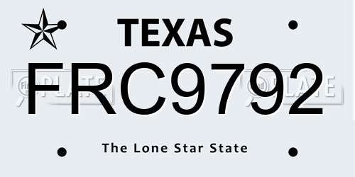 FRC9792 Texas License Plate