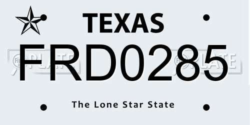 FRD0285 Texas License Plate