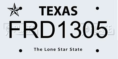 FRD1305 Texas License Plate