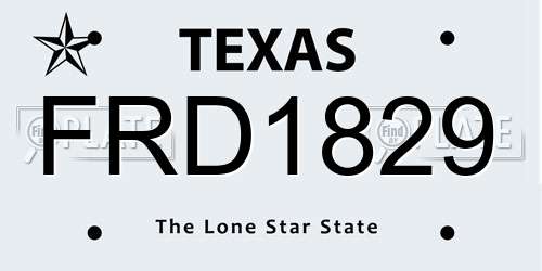 FRD1829 Texas License Plate