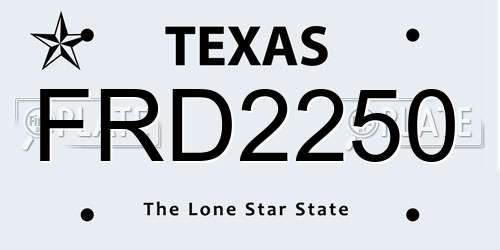 FRD2250 Texas License Plate