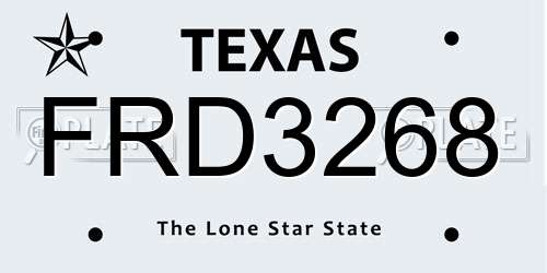 FRD3268 Texas License Plate