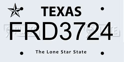 FRD3724 Texas License Plate