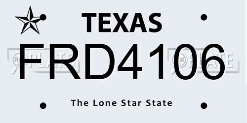 FRD4106 Texas License Plate
