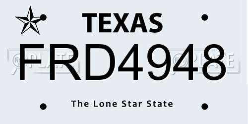 FRD4948 Texas License Plate