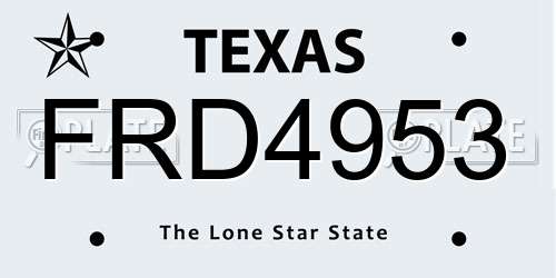 FRD4953 Texas License Plate
