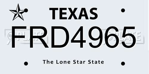 FRD4965 Texas License Plate