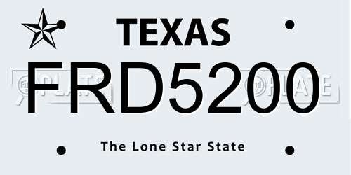 FRD5200 Texas License Plate