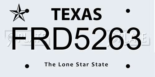 FRD5263 Texas License Plate