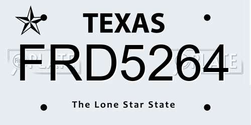 FRD5264 Texas License Plate