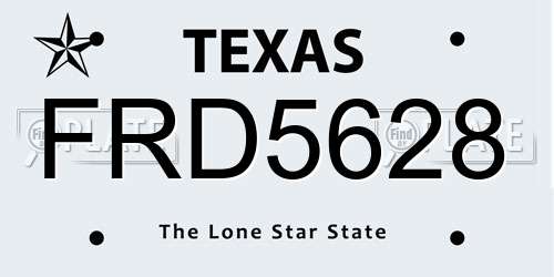 FRD5628 Texas License Plate