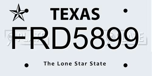 FRD5899 Texas License Plate