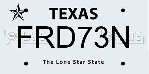 FRD73N Texas License Plate