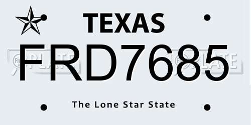 FRD7685 Texas License Plate