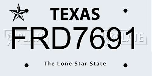 FRD7691 Texas License Plate