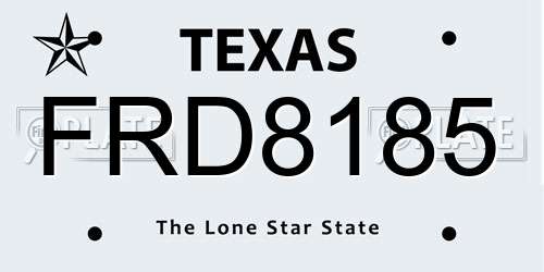 FRD8185 Texas License Plate
