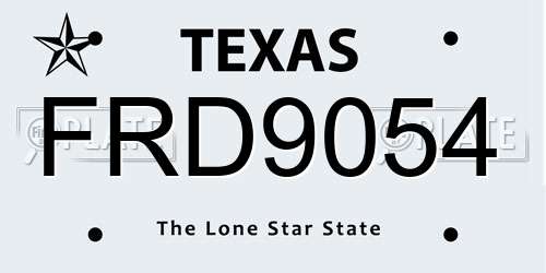 FRD9054 Texas License Plate