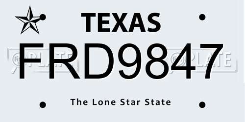 FRD9847 Texas License Plate