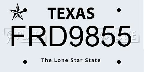 FRD9855 Texas License Plate