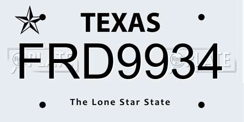FRD9934 Texas License Plate