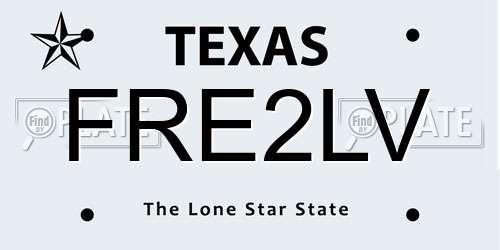 FRE2LV Texas License Plate