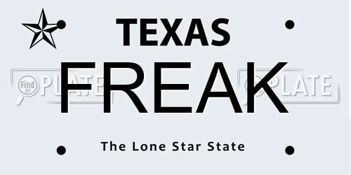 FREAK Texas License Plate