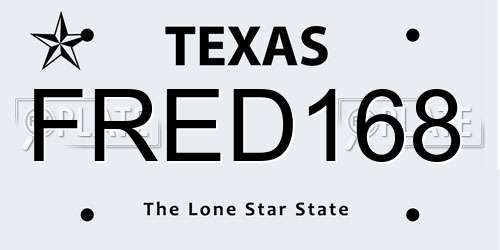 FRED168 Texas License Plate